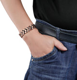 MagEnergy Copper Magnetic Bracelets for Men Double Row Strength Magnets with Removal Tool and Gift Box (Link Bracelet A)