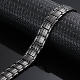 Black Copper Bracelet For Men Double Raw Magnets-CB049B