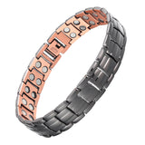 Black Copper Bracelet For Men Double Raw Magnets-CB049B