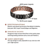 Black Copper Bracelet For Men Double Raw Magnets-CB049B