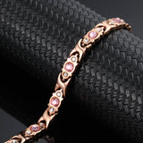 Rose Gold Bracelet For Women Crystal Design 4 in 1 Health-B047R