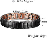 Mens Copper Bracelets 8.5" Link Adjustable Double Raw 3000Gauss Magnets Pain Relief for Arthritis and Carpal Tunnel Migraines Tennis Elbow