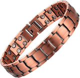 Mens Copper Bracelets 8.5" Link Adjustable Double Raw 3000Gauss Magnets Pain Relief for Arthritis and Carpal Tunnel Migraines Tennis Elbow
