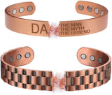MagEnergy Magnetic Copper Bracelet for Men for Dad Arthritis Pain Relief-7.4inches Adjustable Cuff Bracelet 2PCK