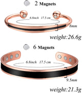 Magnetic Copper Bracelet for Women Men Arthritis Pain Relief Adjustable to Fit Most Wrist-2PCK