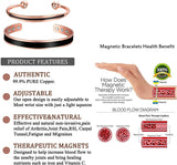 Magnetic Copper Bracelet for Women Men Arthritis Pain Relief Adjustable to Fit Most Wrist-2PCK