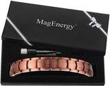 Mens Copper Bracelets 8.5" Link Adjustable Double Raw 3000Gauss Magnets Pain Relief for Arthritis and Carpal Tunnel Migraines Tennis Elbow