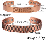 MagEnergy Magnetic Copper Bracelet for Men for Dad Arthritis Pain Relief-7.4inches Adjustable Cuff Bracelet 2PCK