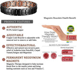 Mens Copper Bracelets 8.5" Link Adjustable Double Raw 3000Gauss Magnets Pain Relief for Arthritis and Carpal Tunnel Migraines Tennis Elbow
