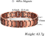 Mens Copper Bracelets 8.5" Link Adjustable Double Raw 3000Gauss Magnets Pain Relief for Arthritis and Carpal Tunnel Migraines Tennis Elbow