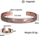 Magnetic Copper Bracelet for Women Rings Arthritis Pain Relief Adjustable To Fit Most Wrist