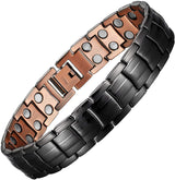 Mens Copper Bracelets 8.5" Link Adjustable Double Raw 3000Gauss Magnets Pain Relief for Arthritis and Carpal Tunnel Migraines Tennis Elbow