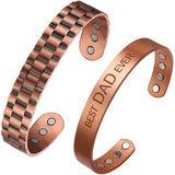 MagEnergy Magnetic Copper Bracelet for Men for Dad Arthritis Pain Relief-7.4inches Adjustable Cuff Bracelet 2PCK