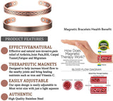 Copper Bracelet for Women and Men Magnetic Therapy Arthritis Relief Adjustable Couples Bracelets-2pcs