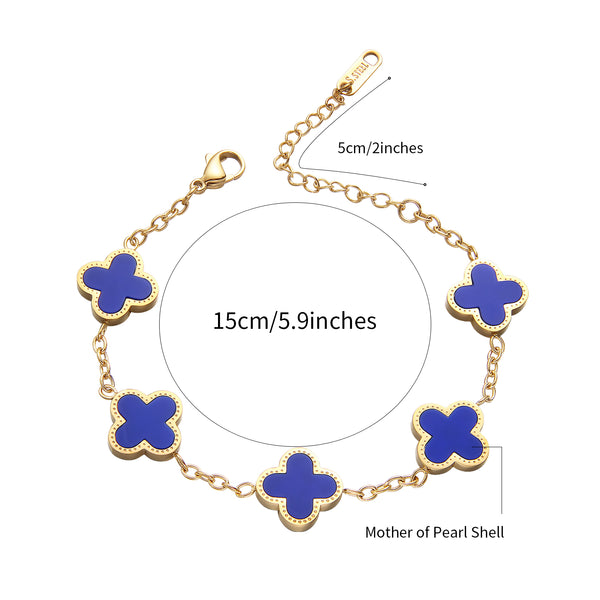 Magnetic Clover Bracelet Gold Plated Lucky Clover Bracelet for Women Adjustable Cute Simple Fashion Bracelet Jewelry Birthday Gifts for Women Girls