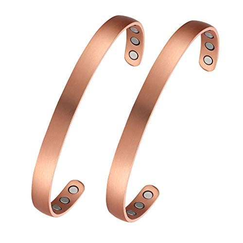 BioMag Magnetic Copper Bracelet for Men Women 7.0inches Adjustable to Fit Most Wrist-2PCK