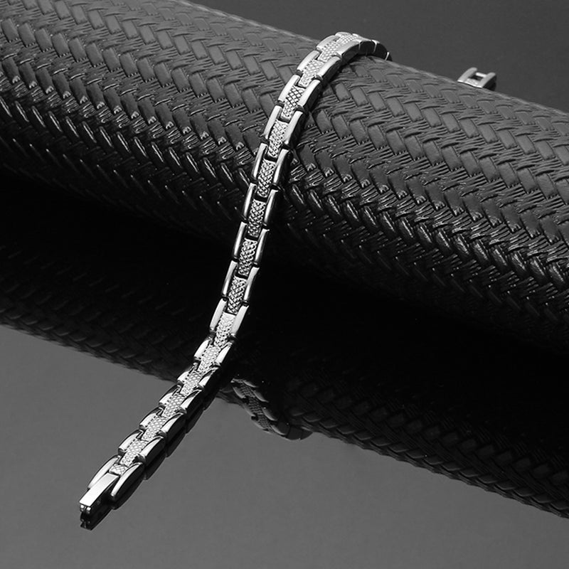 Women's Magnetic Therapy Health Bracelet | Silver Slim Fashion Design | 316L Stainless Steel Energy Bracelet