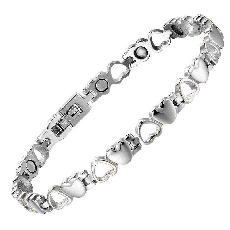 Heart - Shaped Stainless Steel Magnetic Therapy Bracelets for Women