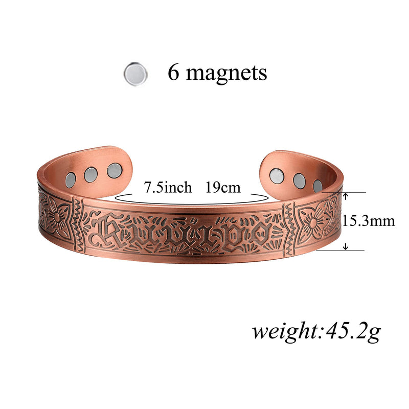 BioMag Pure Copper Bracelet for Mens Cuff Magnetic Bracelet 7.5inches Adjustable to Fit Most Wrists Jewelry Gifts