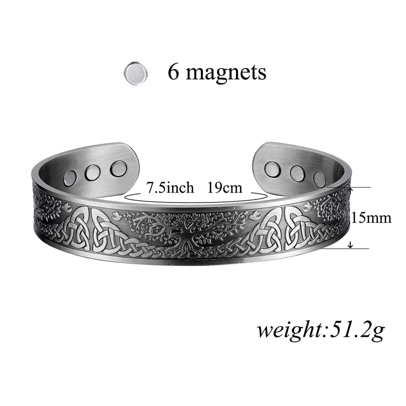 BioMag Copper Bracelets for Men for Viking Jewelry Magnetic 7.5inches Adjustable Bracelets for Dad Birthday Gifts, Pack of 2