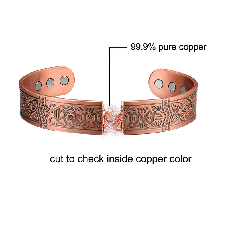 BioMag Pure Copper Bracelet for Mens Cuff Magnetic Bracelet 7.5inches Adjustable to Fit Most Wrists Jewelry Gifts