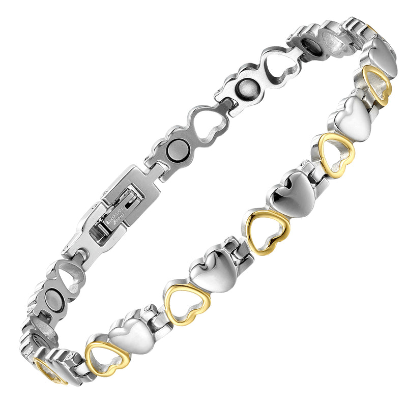 Heart - Shaped Stainless Steel Magnetic Therapy Bracelets for Women