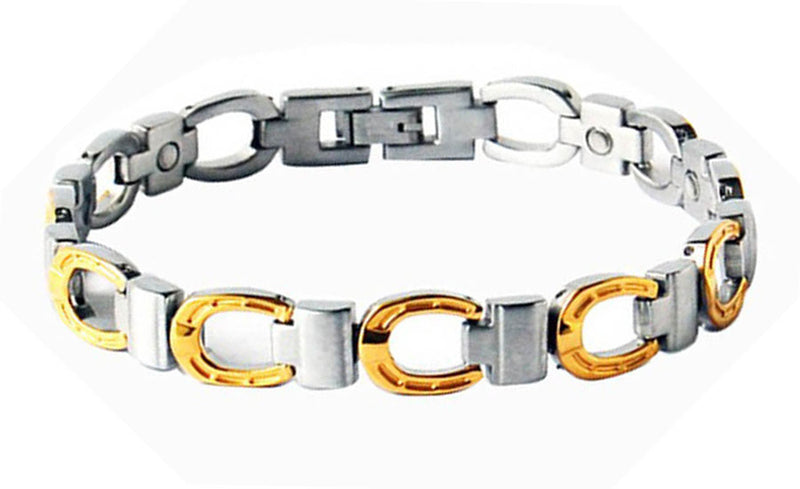Chic Two - Tone Stainless Steel Magnetic Therapy Bracelet for Women