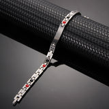 Elegant Two - Tone Stainless Steel Magnetic Therapy Bracelet with Gem Accents for Women