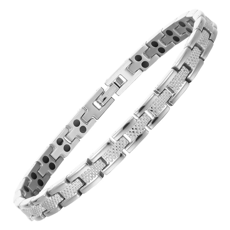 Women's Magnetic Therapy Health Bracelet | Silver Slim Fashion Design | 316L Stainless Steel Energy Bracelet