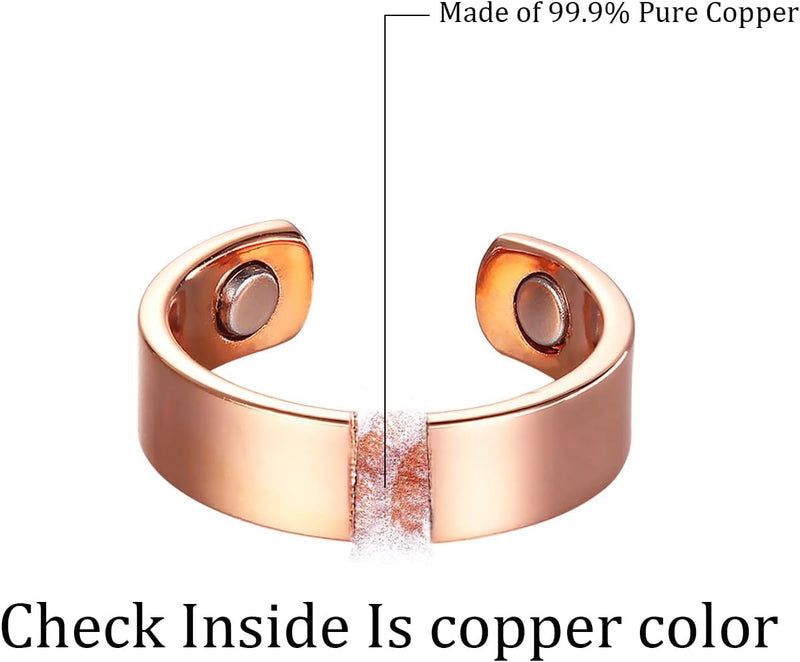 MagEnergy Copper Magnetic Rings for Men and Women, Magnetic Therapy Ring for Pain Relief Adjustable Rings Gift (2Pcs)