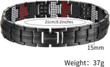 MagEnergy Titanium Steel Magnetic Bracelets for Men,4 Element Double Row Ultra Strength Magnets Wristband Magnetic Brazaletes with Adjustable Links Removal Tool & Jewelry Gift Box (Black)