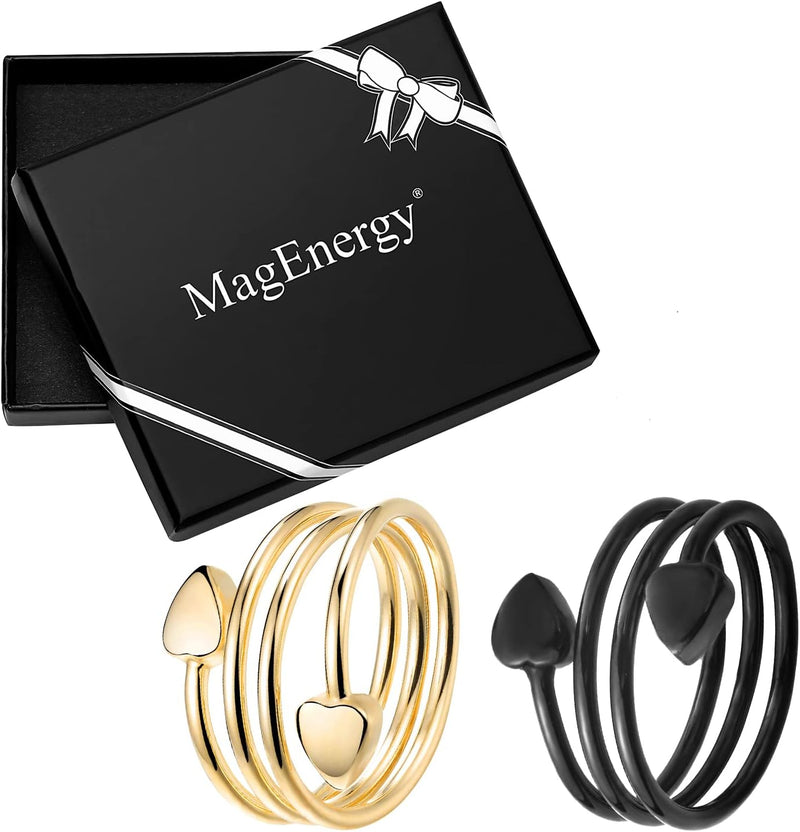 MagEnergy Copper Rings for Women for Arthritis 99.9% Pure Copper Lymph Detox Magnetic Therapy Rings for Finger Joint Pain Jewelry Gift(2pcs)
