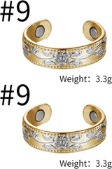 MagEnergy Copper Ring for Women Ladies Fingers Thumb Adjustable 99.9% Solid Pure Copper Vintage Flower Jewelry Gift 4 Pcs