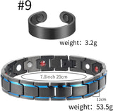 MagEnergy Magnetic Titanium Steel Bracelet and Copper Rings for Men for Arthritis and Pain Relief Carpal Tunnel,Adjustable Jewelry Gift(Set of 3)