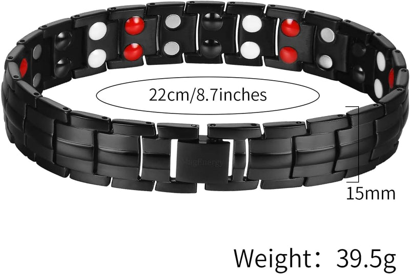 MagEnergy Pure Titaniums Magnetic Bracelet for Men Magnetic Bracelet with Powerful Magnets, Adjustable Bracelet Jewelry Gift (Black 1)