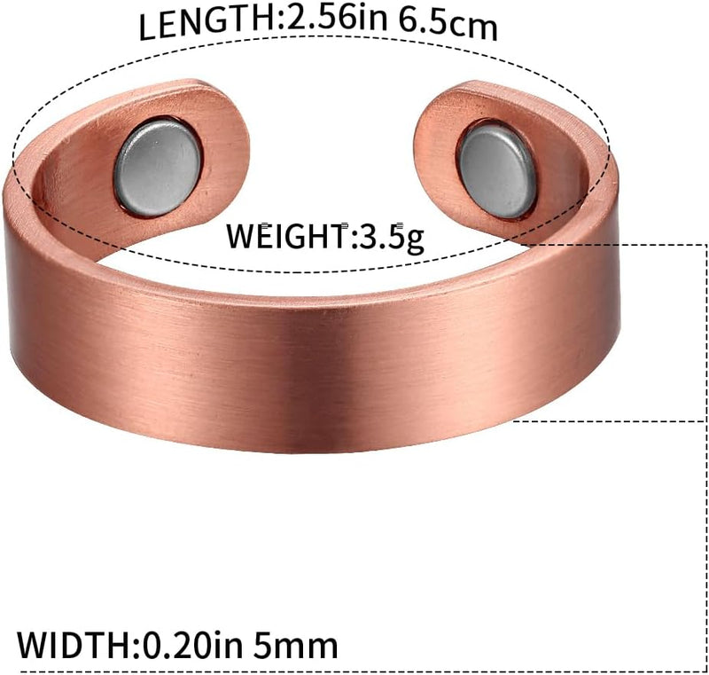 MagEnergy Copper Magnetic Bracelet and Rings for Women, Magnetic Bracelet & Rings with 3500 Gauss Magnets,Adjustable Link Bracelet Copper Ring Jewelry Gifts with Sizing Tool