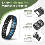 MagEnergy Titanium Steel Magnetic Bracelets for Men,4 Element Double Row Ultra Strength Magnets Wristband Magnetic Brazaletes with Adjustable Links Removal Tool & Jewelry Gift Box (Black)