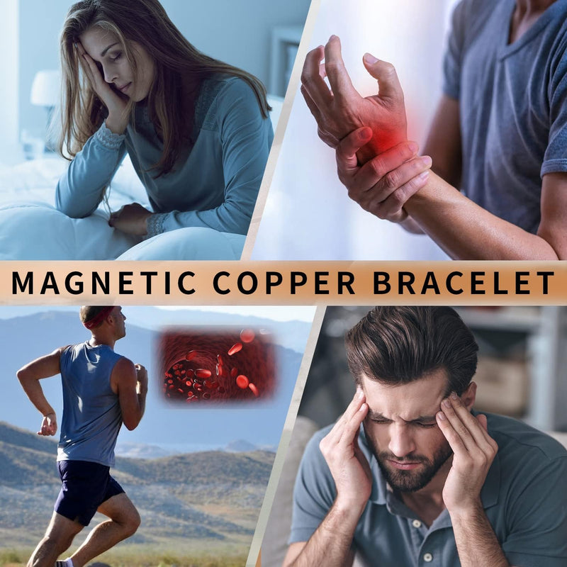 MagEnergy Copper Bracelet for Men 99.9% Pure Copper Magnetic Bracelet with 2 Row Magnets Adjustable Bracelet Length with Sizing Tool