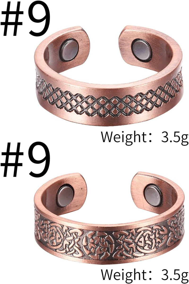 MagEnergy Copper Rings for Men Women, Magnetic Therapy for Arthritis and Joint Pain, 99.9% Pure Copper with Magnets Adjustable Ring for Fingers Thumb-2PCS