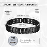 MagEnergy Titanium Steel Magnetic Bracelets for Men,4 Element Double Row Ultra Strength Magnets Wristband Magnetic Brazaletes with Adjustable Links Removal Tool & Jewelry Gift Box (Black)