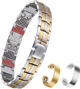 Titanium Magnetic Bracelets for Men Pure Titanium Bracelet 4 Elements 3500 Gauss Magnets Ultra Titanium Men's Adjustable Bracelets with Remove Tool & Jewellry Gift Box