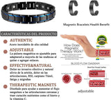 MagEnergy Magnetic Titanium Steel Bracelet and Copper Rings for Men for Arthritis and Pain Relief Carpal Tunnel,Adjustable Jewelry Gift(Set of 3)