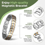 MagEnergy Titanium Steel Magnetic Bracelets for Men,4 Element Double Row Ultra Strength Magnets Wristband Magnetic Brazaletes with Adjustable Links Removal Tool & Jewelry Gift Box (Black)