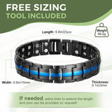 MagEnergy Titanium Steel Magnetic Bracelets for Men,4 Element Double Row Ultra Strength Magnets Wristband Magnetic Brazaletes with Adjustable Links Removal Tool & Jewelry Gift Box (Black)