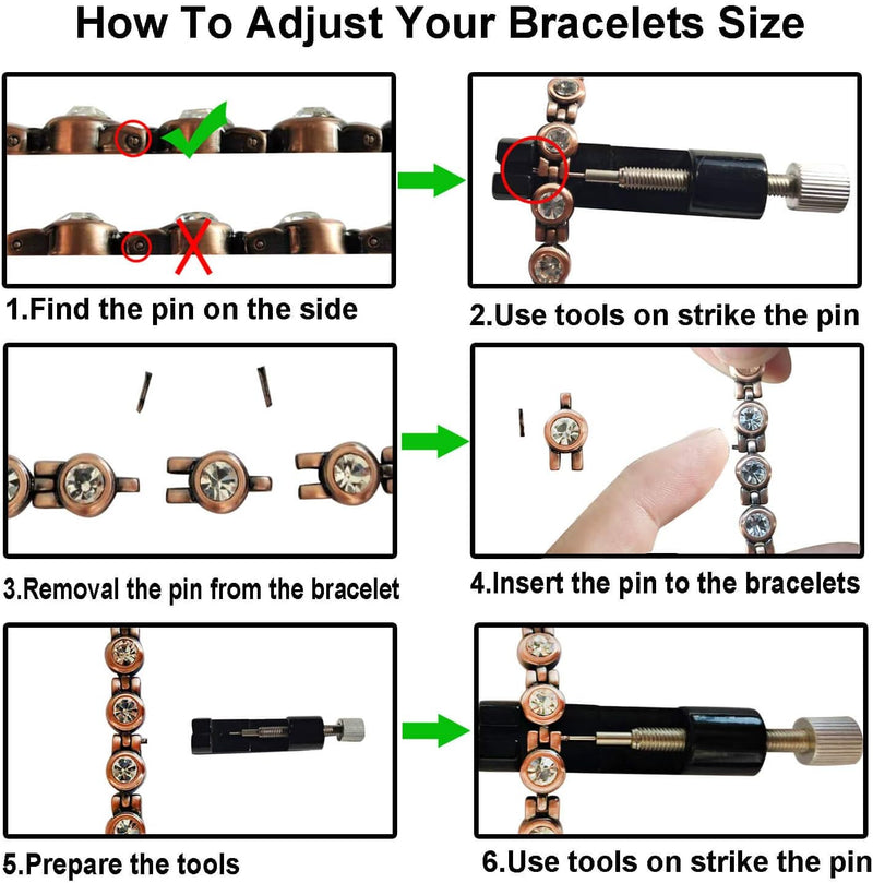 MagEnergy Copper Bracelet Anklet for Women, Soild Copper Magnetic Anklet, Adjustable Ankle Bracelet with Free Link Removal Tool (Copper)