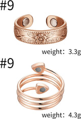 MagEnergy Copper Bracelets for Women for Pain Relief, Magnetic Pure Copper Bracelet Ring Set with 3500 Gauss Magnets, Adjustable Copper Health Jewelry Gifts