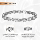 MagEnergy Titanium Steel Bracelets Crystal Magnetic Bracelet for Women Mom Mother Thanksgiving Day Christmas Gift (Silver)