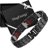 MagEnergy Titanium Steel Magnetic Bracelets for Men,4 Element Double Row Ultra Strength Magnets Wristband Magnetic Brazaletes with Adjustable Links Removal Tool & Jewelry Gift Box (Black)