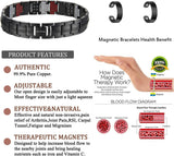 Titanium Magnetic Bracelets for Men Pure Titanium Bracelet 4 Elements 3500 Gauss Magnets Ultra Titanium Men's Adjustable Bracelets with Remove Tool & Jewellry Gift Box