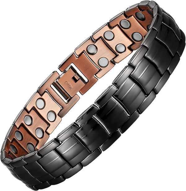 BioMag Mens Copper Bracelet,Double Row Copper Magnetic Bracelet for Men 9.0" Adjustable Jewelry Gift